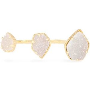 Kendra Scott Naomi Gold Double Ring in Iridescent Drusy (M/L)